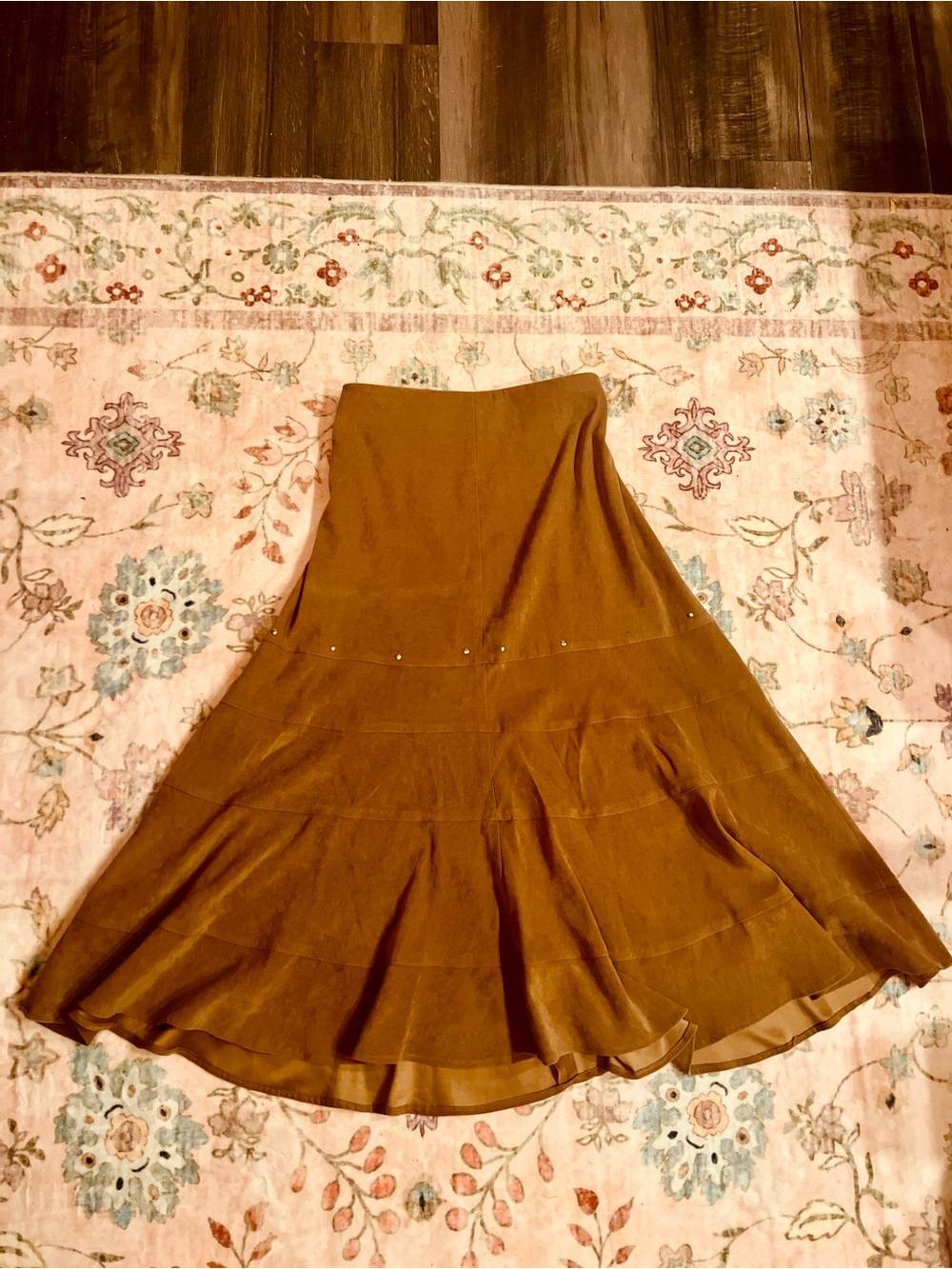 Flowing Midi Skirt in Camel Brown - Elegant A-Line Style